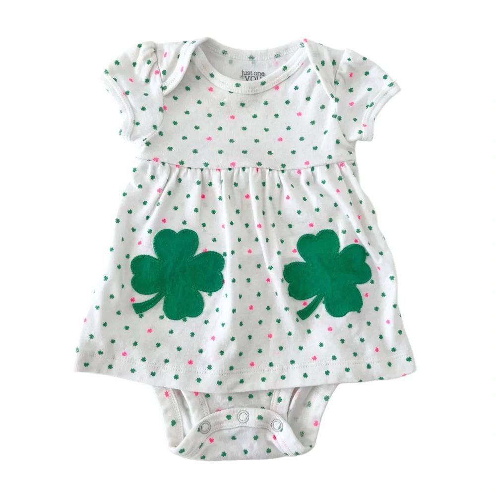 Carter’s St. Patrick’s Day Festive Green Shamrock Baby Girl Set - Size 3 Months - Picture 3 of 6